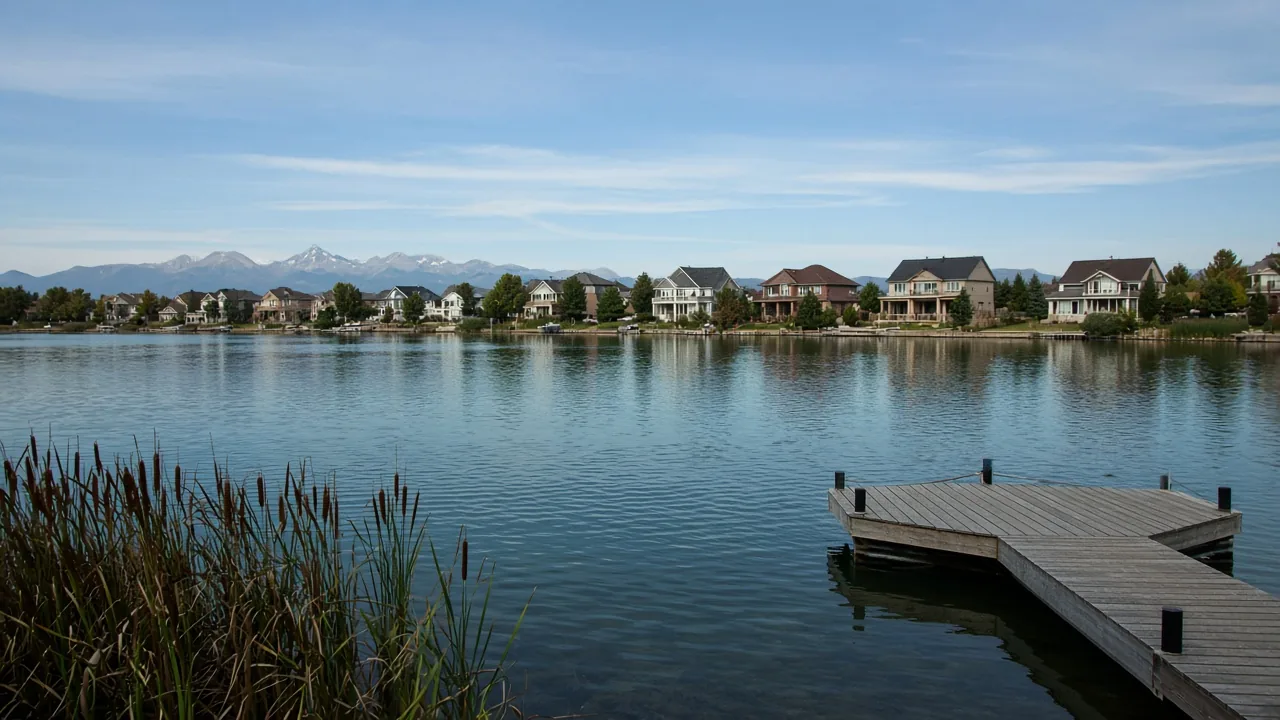 Chestermere Lake shoreline and the canal community in Chestermere, Alberta