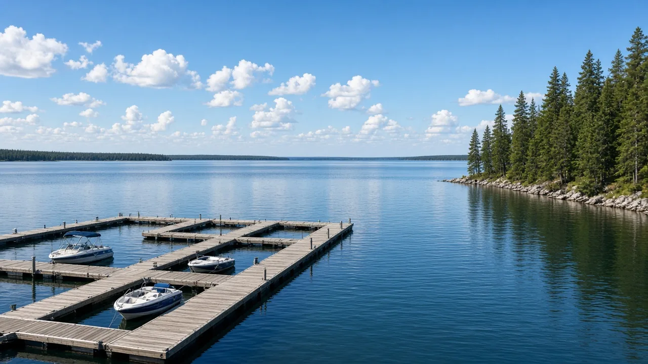 Cold Lake marina and the lakeshore promenade in Cold Lake, Alberta