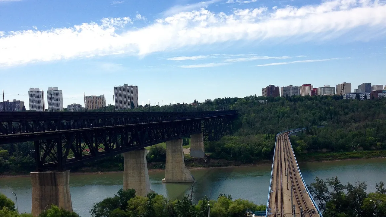 High Level Bridge and the North Saskatchewan river valley in Edmonton, Alberta