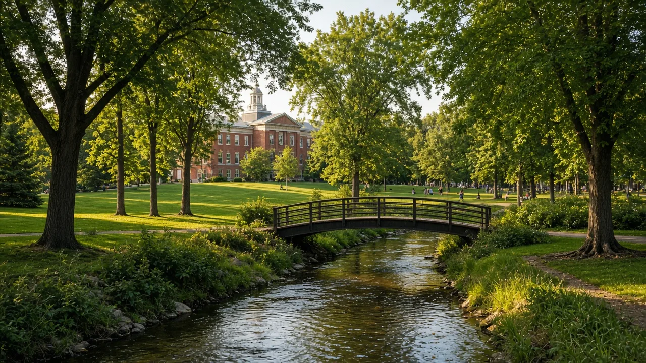 City Hall Park and the Waskasoo creek trails in Red Deer, Alberta