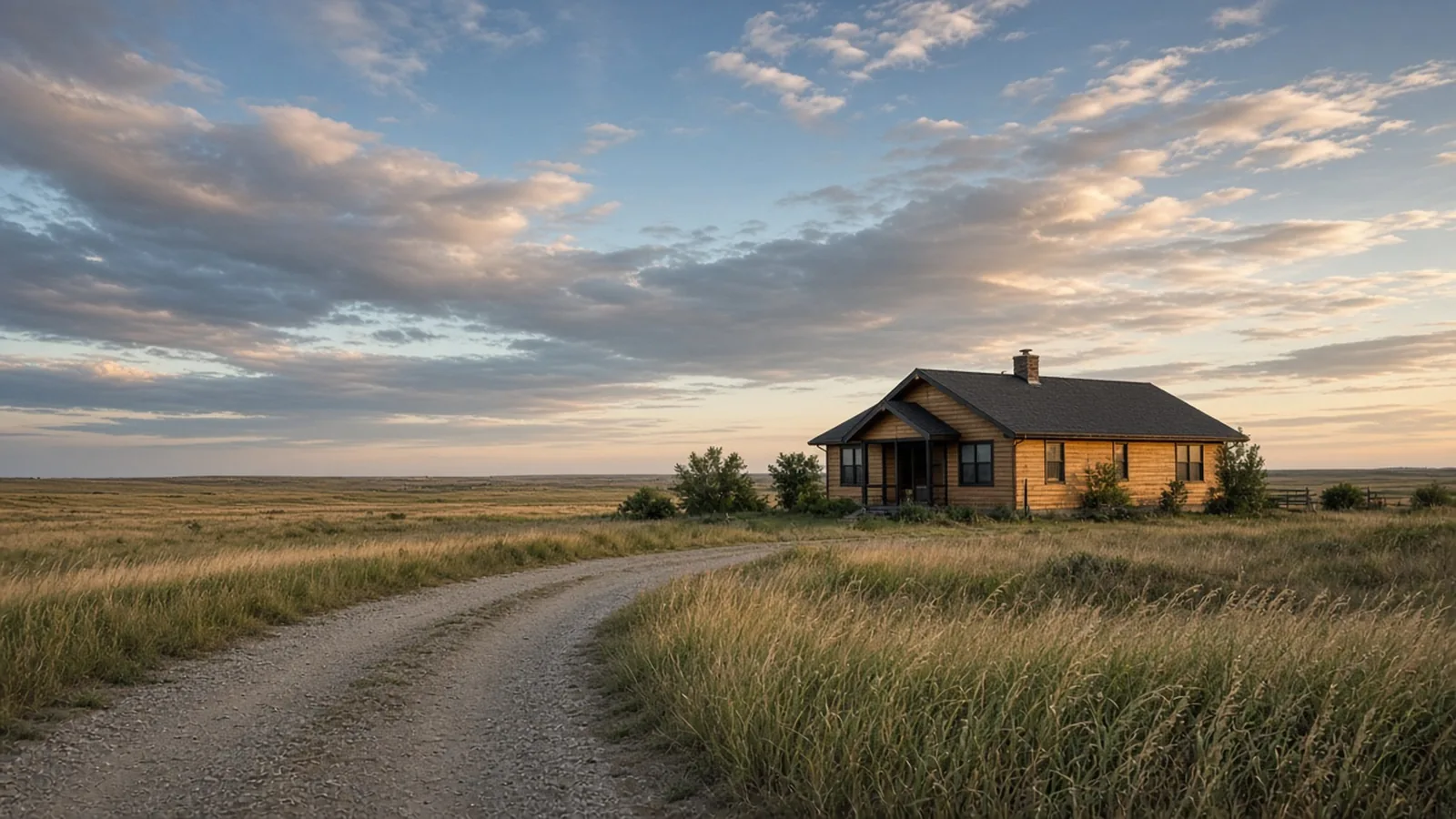 Prairie bungalow under a wide Alberta sky